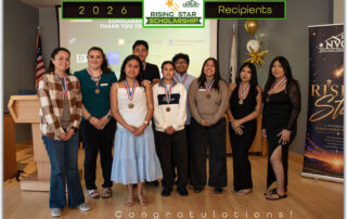 2026 NVCH Rising Star Scholarship recipients wearing medals at the awards celebration.