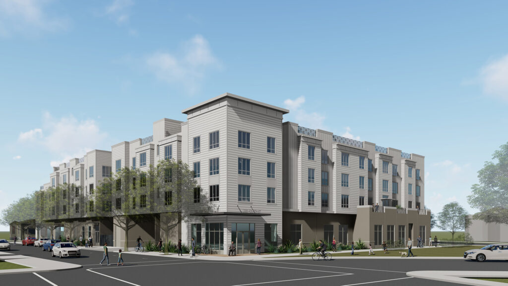 Architectural rendering of the proposed Napa Methodist workforce housing community.